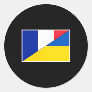 Frankrijk Oekraine Vlag Frans Oekraïens Steun Burg Ronde Sticker