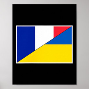 Frankrijk Oekraine Vlag Franse Oekraïense Onderste Poster