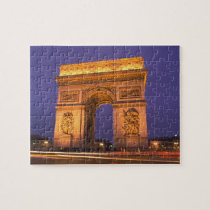Frankrijk, Parijs, Arc de Triomphe bij schemering. Legpuzzel