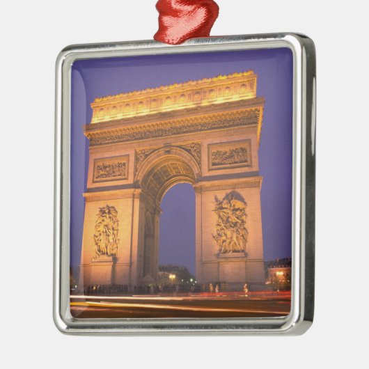 Frankrijk, Parijs, Arc de Triomphe bij schemering. Metalen Ornament (Links)