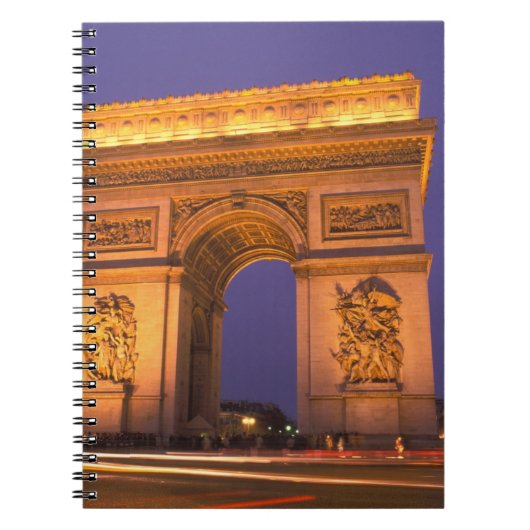 Frankrijk, Parijs, Arc de Triomphe bij schemering. Notitieboek (Voorkant)