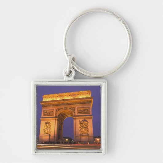 Frankrijk, Parijs, Arc de Triomphe bij schemering. Sleutelhanger (Voorkant)
