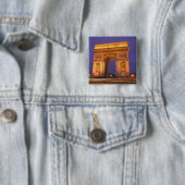 Frankrijk, Parijs, Arc de Triomphe bij schemering. Vierkante Button 5,1 Cm (In situ)