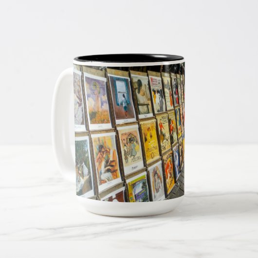 Frankrijk Parijs Cityscape Montmartre Area Art Sal Tweekleurige Koffiemok (Voorkant links)