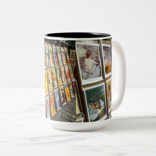 Frankrijk Parijs Cityscape Montmartre Area Art Sal Tweekleurige Koffiemok (Voorkant rechts)