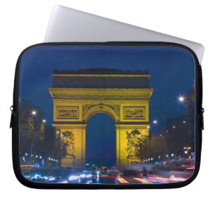 Frankrijk, Parijs. De Arc de Triomphe en de Laptop Sleeve