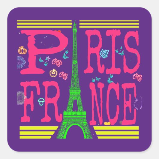 Frankrijk, Parijs, Eifel Tower Travel Vierkante Sticker (Voorkant)