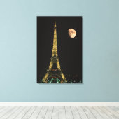 Frankrijk, Parijs. Eiffel Tower at night Canvas Afdruk (Insitu (Houten vloer))
