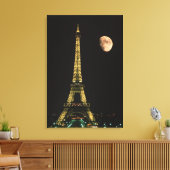 Frankrijk, Parijs. Eiffel Tower at night Canvas Afdruk (Insitu (Woonkamer))