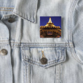 FRANKRIJK, Parijs Eiffeltoren, avondbeeld Vierkante Button 5,1 Cm (In situ)