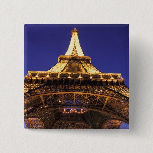 FRANKRIJK, Parijs Eiffeltoren, avondbeeld Vierkante Button 5,1 Cm (Voorkant)