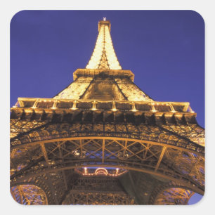 FRANKRIJK, Parijs Eiffeltoren, avondbeeld Vierkante Sticker