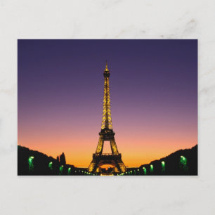 Frankrijk, Parijs, Eiffeltoren bij zonsondergang. Briefkaart