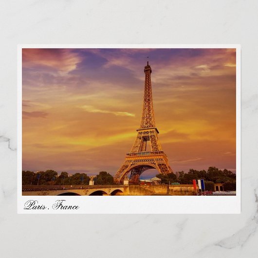 Frankrijk, Parijs, Eiffeltoren Folie Feestdagen Briefkaart (Voorkant)