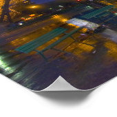 Frankrijk, Parijs. Eiffeltoren in schemermist en Poster (Hoek)