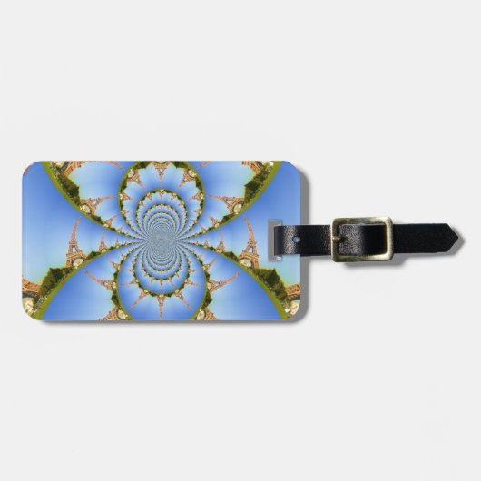 Frankrijk Parijs Eiffeltoren Kaleidoscoop Blauw Mo Bagagelabel (Voorkant horizontaal)