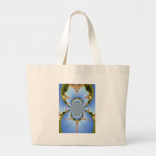 Frankrijk Parijs Eiffeltoren Kaleidoscoop Blauw Mo Grote Tote Bag (Voorkant)