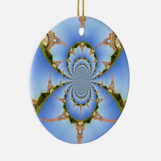 Frankrijk Parijs Eiffeltoren Kaleidoscoop Blauw Mo Keramisch Ornament (Rechts)