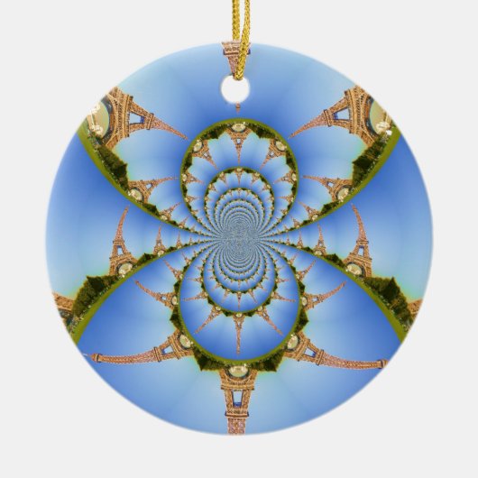 Frankrijk Parijs Eiffeltoren Kaleidoscoop Blauw Mo Keramisch Ornament (Voorkant)