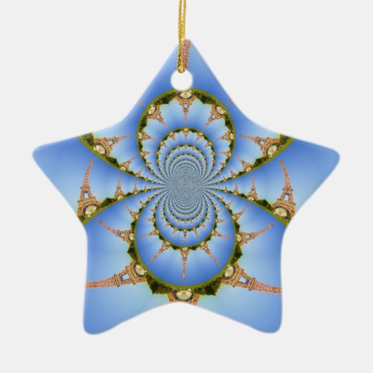 Frankrijk Parijs Eiffeltoren Kaleidoscoop Blauw Mo Keramisch Ornament (Voorkant)