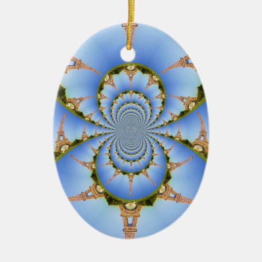 Frankrijk Parijs Eiffeltoren Kaleidoscoop Blauw Mo Keramisch Ornament (Voorkant)