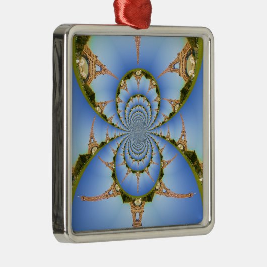 Frankrijk Parijs Eiffeltoren Kaleidoscoop Blauw Mo Metalen Ornament (Rechts)