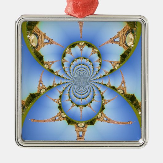 Frankrijk Parijs Eiffeltoren Kaleidoscoop Blauw Mo Metalen Ornament (Voorkant)