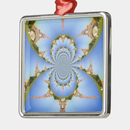 Frankrijk Parijs Eiffeltoren Kaleidoscoop Blauw Mo Metalen Ornament (Links)