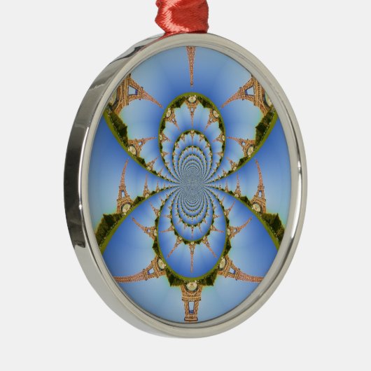 Frankrijk Parijs Eiffeltoren Kaleidoscoop Blauw Mo Metalen Ornament (Rechts)