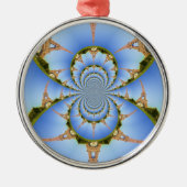 Frankrijk Parijs Eiffeltoren Kaleidoscoop Blauw Mo Metalen Ornament (Voorkant)