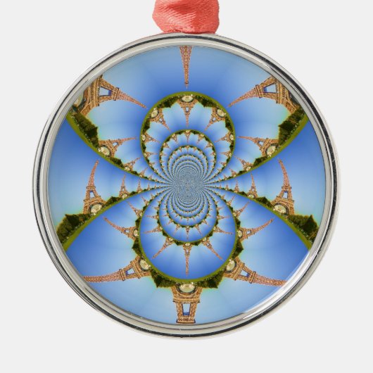 Frankrijk Parijs Eiffeltoren Kaleidoscoop Blauw Mo Metalen Ornament (Voorkant)