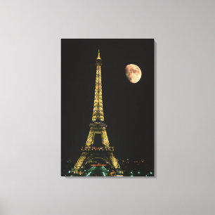 Frankrijk, Parijs. Eiffeltoren 's nachts met Canvas Afdruk