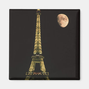 Frankrijk, Parijs. Eiffeltoren 's nachts met Magneet