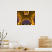 Frankrijk, Parijs. Eiffeltoren verlicht op 2 Poster (Keuken)