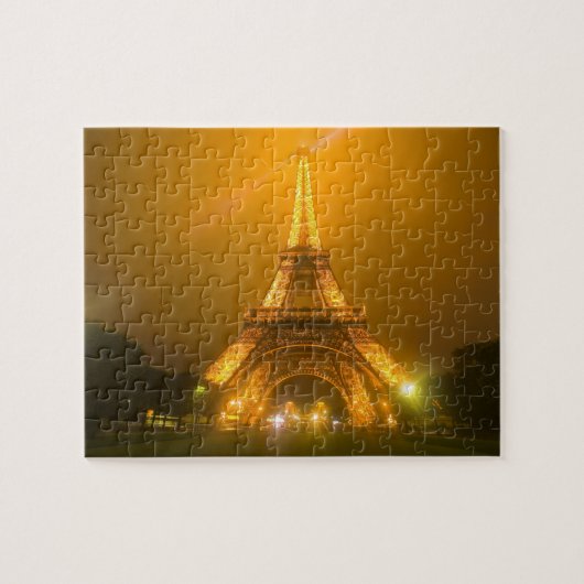 Frankrijk, Parijs. Eiffeltoren verlicht op 3 Legpuzzel (Horizontaal)