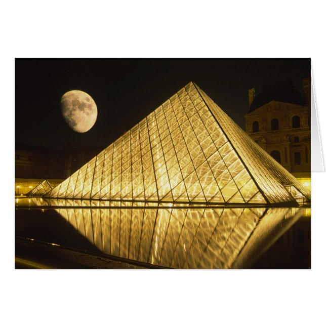 Frankrijk, Parijs, Het Louvre Museum, 's Nachts (Voorkant Horizontaal)