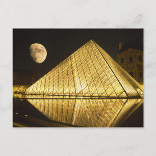 Frankrijk, Parijs, Het Louvre Museum, 's Nachts Briefkaart