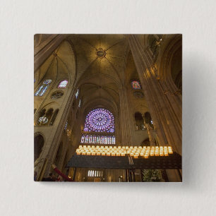 Frankrijk, Parijs. Interieur van de Notre Dame Kat Vierkante Button 5,1 Cm