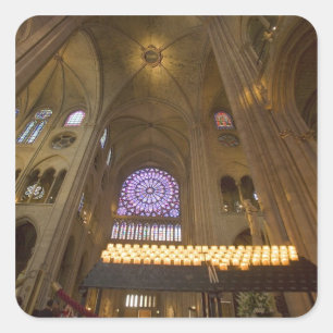 Frankrijk, Parijs. Interieur van de Notre Dame kat Vierkante Sticker