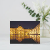Frankrijk, Parijs, Louvre museum 's nachts. Briefkaart (Staand voorkant)