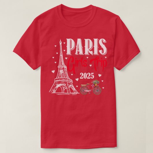 Frankrijk Parijs Meisjes Reis 2025 Zomervakantie L T-shirt (Design voorkant)
