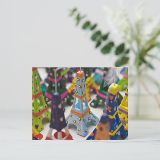 Frankrijk, Parijs, miniatuur Eiffeltorens Briefkaart (Staand voorkant)