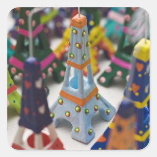 Frankrijk, Parijs, Miniatuur Eiffeltorens Vierkante Sticker