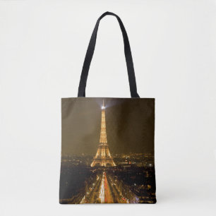 Frankrijk, Parijs. Nachtelijk uitzicht op Eiffelto Tote Bag
