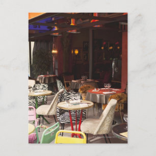 Frankrijk, Parijs, outdoor café Briefkaart