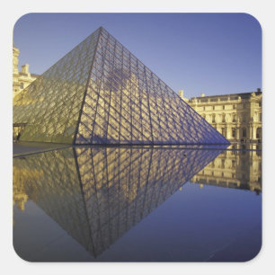 FRANKRIJK, Parijs Reflectie, Piramide. Het Louvre Vierkante Sticker