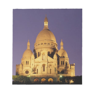 Frankrijk, Parijs, Sacré-Coeur bij schemer. Notitieblok