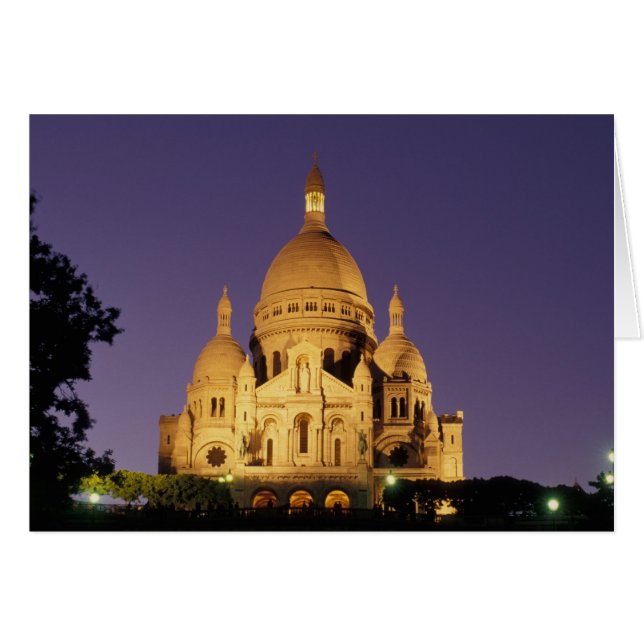 Frankrijk, Parijs, Sacré-Coeur bij schemering. (Voorkant Horizontaal)
