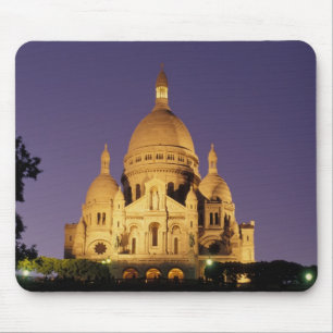 Frankrijk, Parijs, Sacré-Coeur bij schemering. Muismat