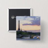 Frankrijk,Parijs,touroperboot op de Seine,Eiffel Vierkante Button 5,1 Cm (Voorkant /achterkant)
